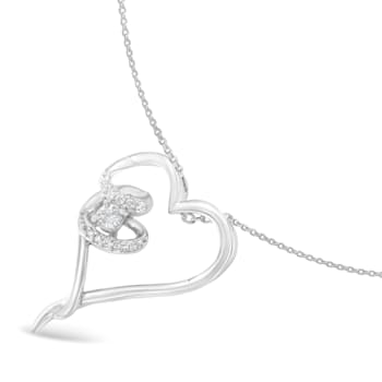 Sterling Silver 1/10ctw Diamond Heart Pendant w\chain (H-I, I1-I2)