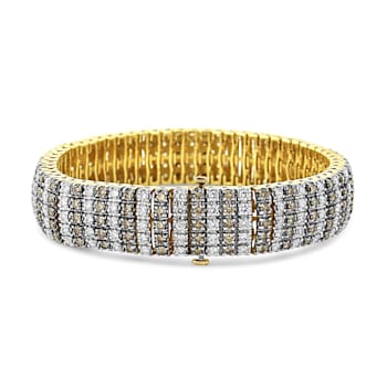 10.33ctw Coco and White Diamond 10K Gold 5-Row Tennis Bracelet