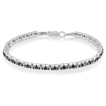 Black Rhodium over Sterling Silver 1.0ctw Rose Cut Blue Diamond
Double-Link 7" Tennis Bracelet