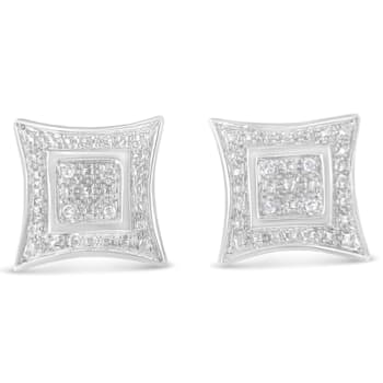 Diamond Accented Sterling Silver Halo Stud Earrings
