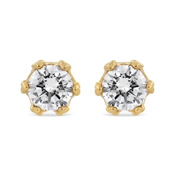 2.00ctw Round Diamond Crown 14K Yellow Gold Stud Earrings