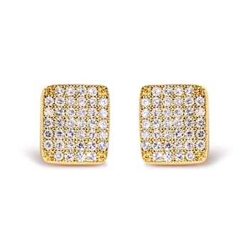 14K Yellow Gold .50ctw Diamond Square Composite Cluster Stud  Earrings
(I-J Color, I1-I2 Clarity)