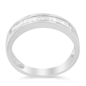 Sterling Silver 1/3ctw Baguette Cut Diamond Channel Set Wedding Ring
(H-I Color, I1-I2 Clarity)