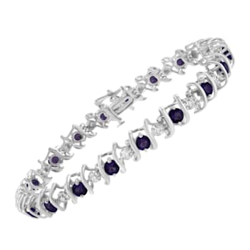 3.5 mm Lab Created Purple Amethyst and 1/6 ctw Diamond Rhodium Over
Sterling Silver Tennis Bracelet