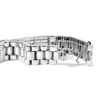 14K White Gold 12.0ctw Men's Invisible Set Diamond Tennis Bracelet- Size
8.5" Inches