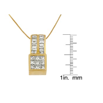 14K Yellow Gold 1 1/4ctw Mixed Cut Geometric Inspired Diamond Pendant
w\chain(H-I, VS1-VS2)