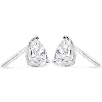 14K White Gold 1.0 Cttw Pear Shape Solitaire Lab Grown Diamond Stud Earrings