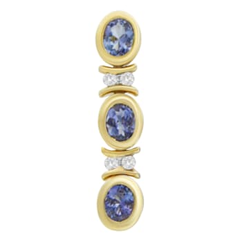 14K White Gold Round Cut Diamond and Tanzanite Pendant w\chain(1.20ctw,
G-H Color, SI2-I1 Clarity)