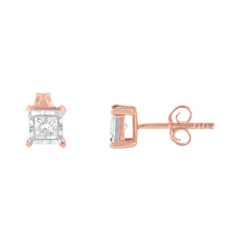 14K Rose Gold Over Sterling Silver 1/2ctw Diamond Solitaire
Miracle-Plate Stud Earrings