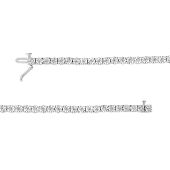 Rhodium Over Sterling Silver 1.0 Ctw Diamond Tennis Bracelet