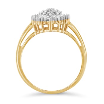 10K Yellow Gold 1/2ctw Mixed Shapes Diamond Domed Pavé Cluster with Halo
Cocktail Ring