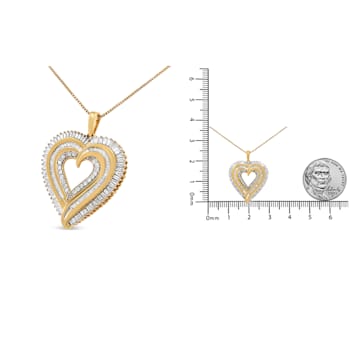 1.50ctw Baguette Diamond 14K Yellow Gold Over Sterling Silver Heart
Pendant Necklace