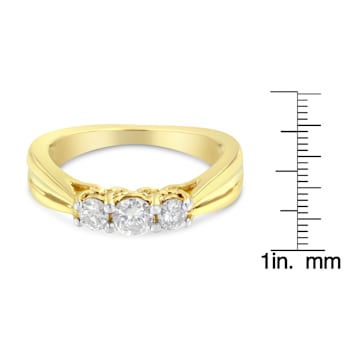 10K Yellow Gold Three-stone Diamond Ring (0.50ctw, J-K Color, I2-I3 Clarity)