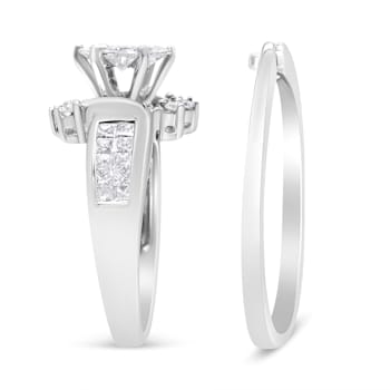 14K White Gold 1 1/2ctw Composite Diamond Marquise Diamond Ring Set(H-I
Color, SI1-SI2) Size 7