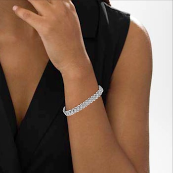 Sterling Silver 1/4 cttw Diamond Double Row Bracelet (I-J Color, I2-I3
Clarity) - 7.25"
