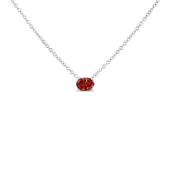 14K White Gold 3/8ctw Lab Grown Pink Oval Solitaire Diamond Necklace
(Pink Color, VS2-SI1 Clarity)