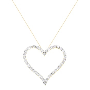 10k Yellow Gold Over Sterling Silver 3.0ctw Diamond Open Heart Pendant
w\chain 18"