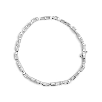 14K White Gold 1.0ctw Invisible Set Diamond Alternating Station and Link
Tennis Bracelet
