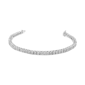 Sterling Silver 1.0 Cttw Diamond Square Frame Tennis Bracelet