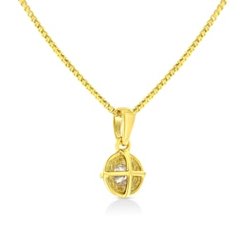 14K Yellow Gold Over Sterling 3/4ctw Diamond Solitaire Pendant
w\chain(K-L Color, I2-I3 Clarity)
