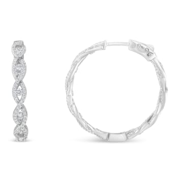 10K White Gold Diamond Hoop Earrings 1 1/2ctw