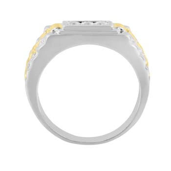 10K Yellow Gold Over Sterling Silver Diamond 3 Stone Men's Ring (I-J
Color, I2-I3 Clarity)