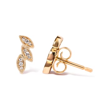 10K Yellow Gold 1/10 Cttw Diamond Triple Leaf Stud Earring (H-I Color,
I1-I2 Clarity)