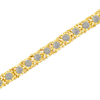14K Yellow Gold Over Sterling Silver 3.0ctw Miracle-Set Diamond Tennis Bracelet