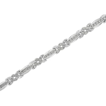 Sterling Silver 1.0ctw Diamond X-Link Tennis Bracelet