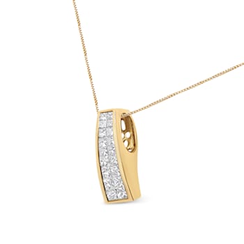 14K Yellow Gold 1 1/2ctw Princess Cut Diamond Greek Column Pendant With
Chain(G-H, VS1-VS2)