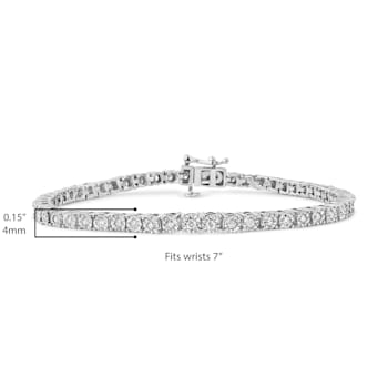 Rhodium Over Sterling Silver 1.0 Ctw Round-Cut Diamond Tennis Bracelet