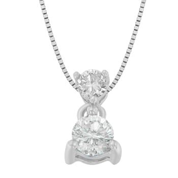 14K White Gold 1/2ctw Round Cut Diamond Pendant With Chain (I-J, I1-I2)