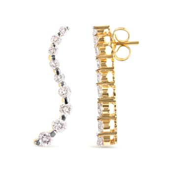 14K Yellow Gold 1.0ctw Round-Cut Diamond Graduated Journey Stud Earrings
(I-J Color, I2-I3 Clarity)