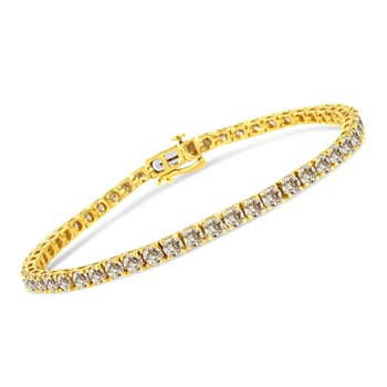 14K Yellow Gold Over Sterling Silver 8.0ctw Diamond Classic Link Tennis Bracelet