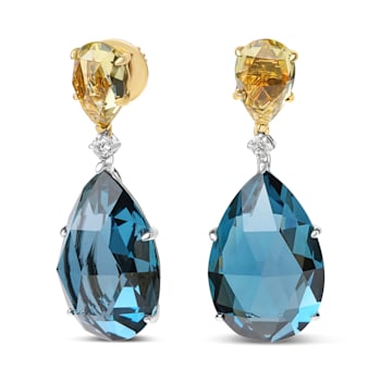 18K Two-tone Citrine and Blue Topaz Pear Gemstone with Diamond Accent
Teardrop Dangle Earrings