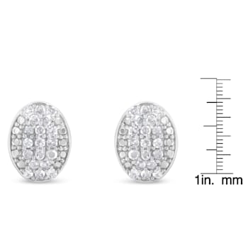 0.50ctw Round-Cut Diamond Sterling Silver Cluster Earrings