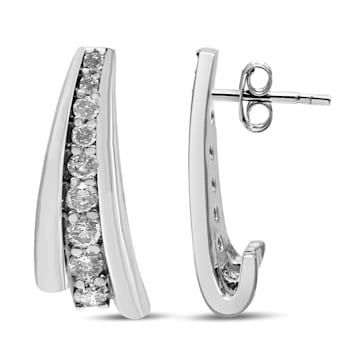 Sterling Silver 1/2 Cttw Round Diamond Graduated Huggie Earrings (I2-I3
Clarity, I-J Color)