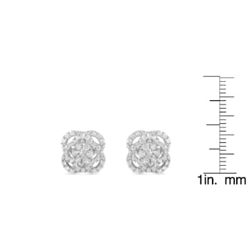 0.50ctw Round-Cut Diamond .925 Sterling Silver Floral Cluster and Halo
Stud Earring