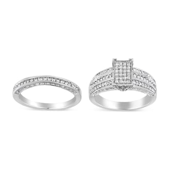 Sterling Silver 3/4ctw Round Diamond Composite Engagement Ring and Band
Set (I-J Color, I3 Clarity)