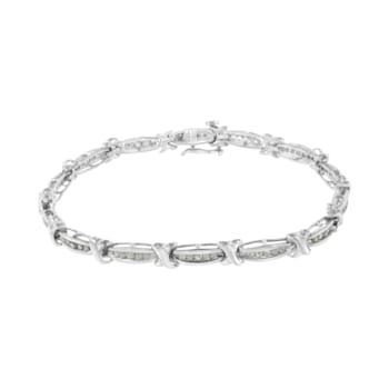 Sterling Silver 1ct TDW Diamond X-Link Tennis Bracelet (I-J,I2-I3) - 7"