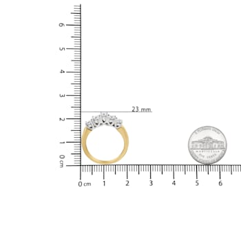 18K Yellow Gold 1.0ctw Round Cut Diamond Step up 5 Stone Ring Band (F-G
Color, SI1-SI2 Clarity)