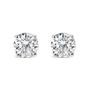 IGI Certified 14K White Gold 1 1/2 Cttw Round Diamond Solitaire Stud
Earrings with Screwbacks