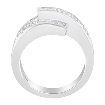 14K White Gold 2.0ctw Channel-Set Mixed-Cut Diamond Bypass Ring Band
(G-H Color, SI1-SI2 Clarity)