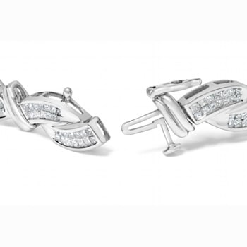 14K White Gold 4.0ctw Invisble Set Diamond Wave Style Link Bracelet (H-I
Color, SI2-I1 Clarity) - 7"