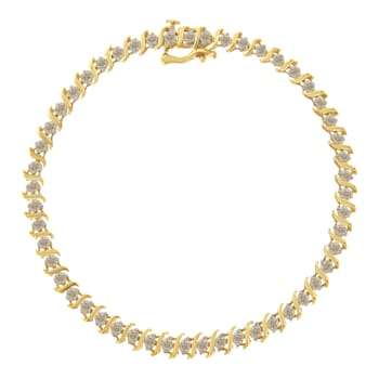 10K Yellow Gold 2.0 Cttw Diamond Alternating Wave and Round Link 7”
Tennis Bracelet (J-K, I2-I3)