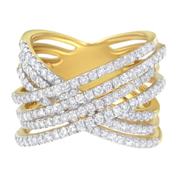 10K Yellow Gold Diamond Bypass Ring (1 5/8ctw, H-I Color, SI2-I1 Clarity)