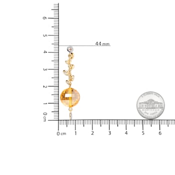 18K Yellow Gold Citrine Ball Gemstone with White and Brown Diamond
Accent Dangle Earrings