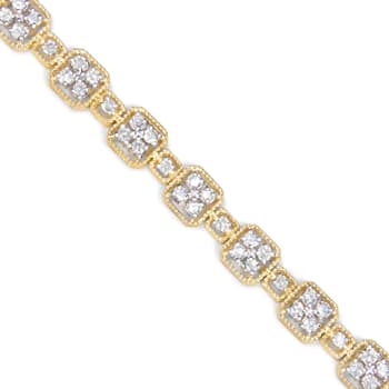10K Yellow Gold 2.0 Cttw Diamond Square Link Bracelet (J-K Color, I2-I3
Clarity) - Size 7"
