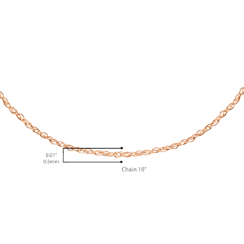 Solid 10K Gold 0.5mm Rope Chain Unisex Necklace - Size 18"
