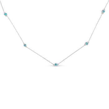 Sterling Silver Treated Diamond Station Necklace (1/2 cttw, Blue Color,
I2-I3 Clarity)